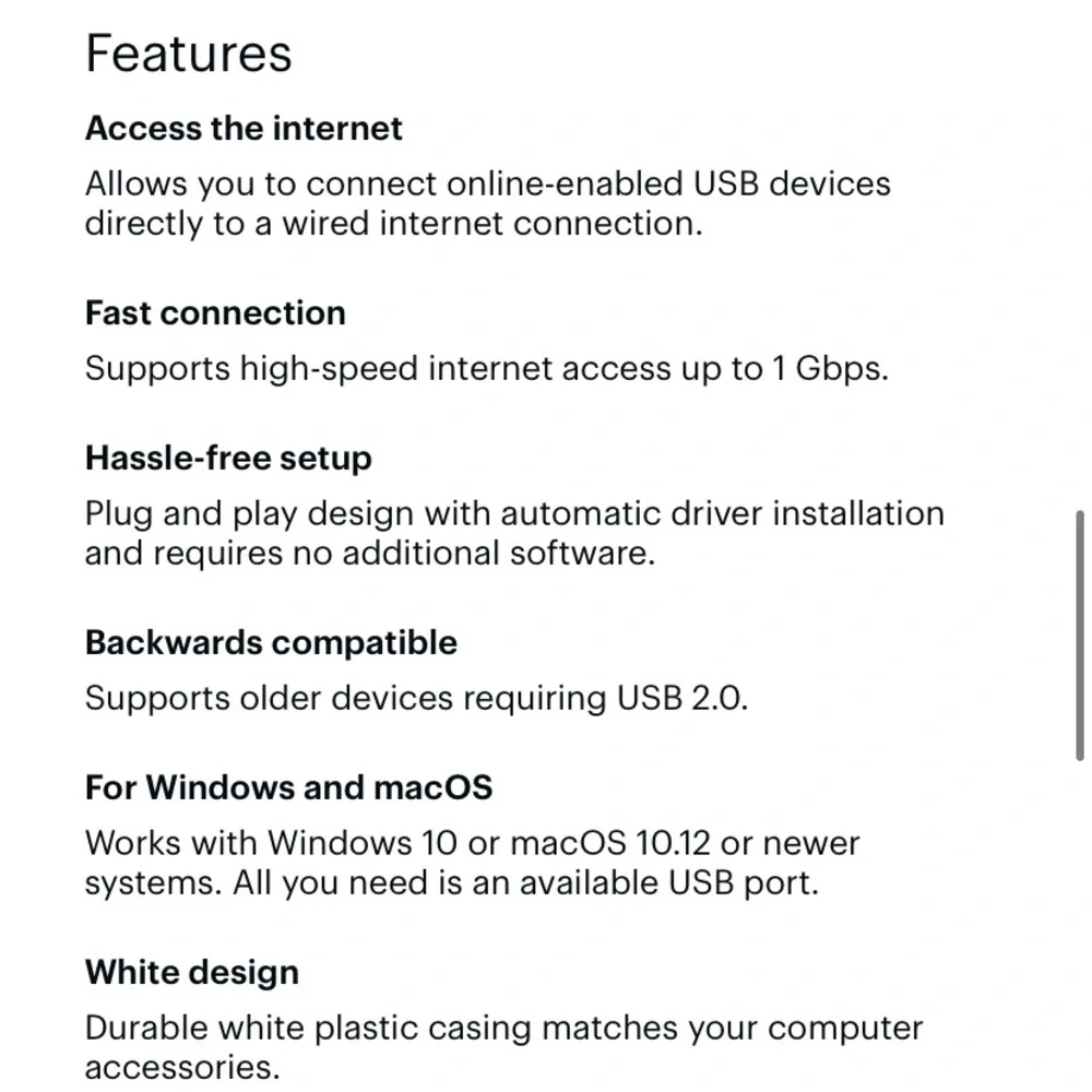 Insignia- USB to Ethernet Adapter - White